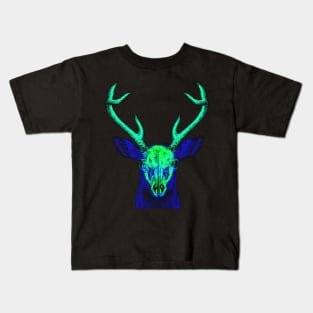 Deer Skull Interactive Green&Blue Filter T-Shirt By Red&Blue Kids T-Shirt